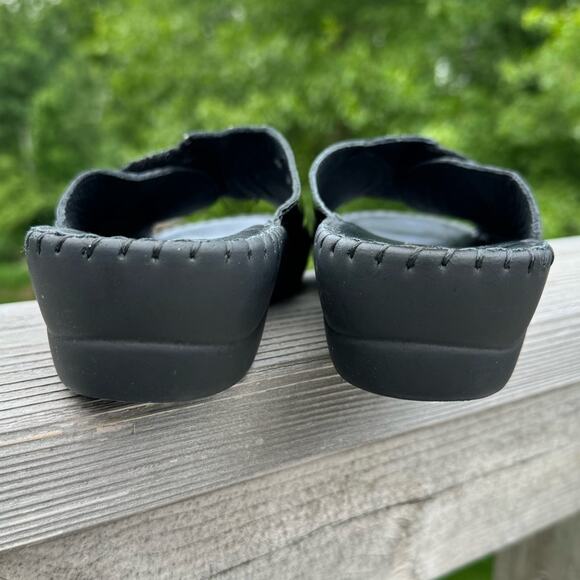 💜SALE: Anthropologie La Plume EU 39/US 8.5 Paola Black Leather Slip On Sandals - Picture 6 of 10